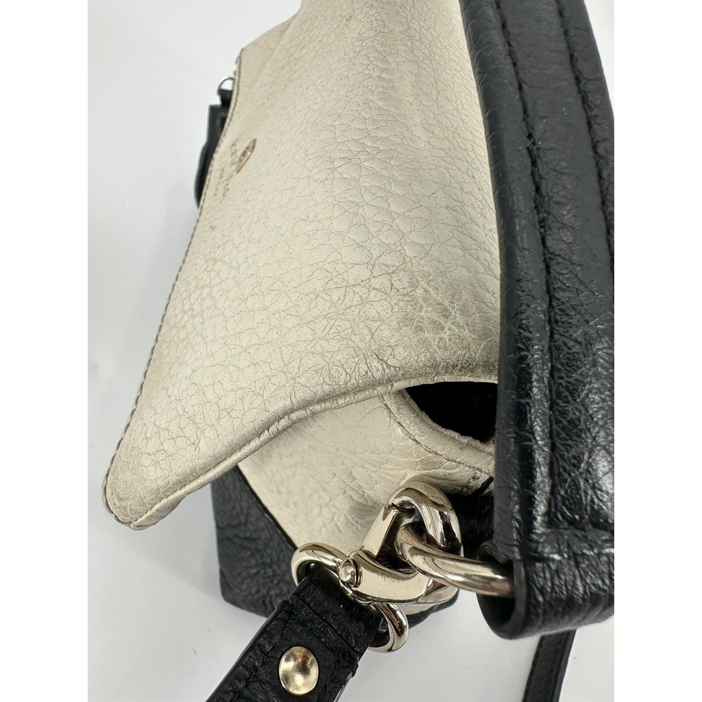 Kate‎ Spade Black and Cream Pebbled Leather Crossbody Foldover Bag - Picture 10 of 16